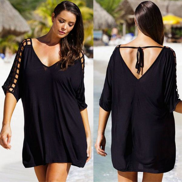 

beach wear summer beach dress women swimwear swimsuit wear cover-up sundress plus size 3xl, White;black