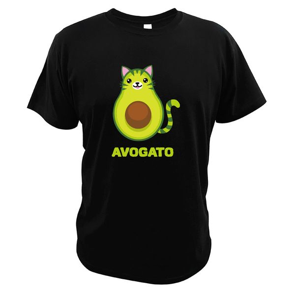

eu size 100% cotton avocado cat t shirt design cute kawaii short sleeve o-neck tshirt male female summer tee, White;black