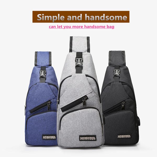 

2019 new arrival male shoulder bags usb charging crossbody bags men anti theft chest bag outdoor computer bag