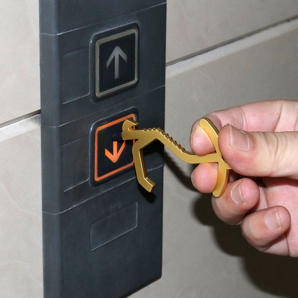 

creative elevator button contactless tool safety door handle alloy key grip safety protection isolation no-touch opener keychains