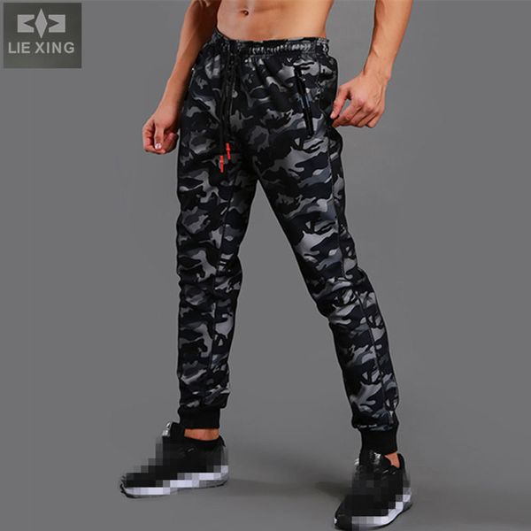 

autumn winter jogging pants men running pants fitness training sport slim fit mid waist camouflage sweat gym trousers 2019, Black;blue