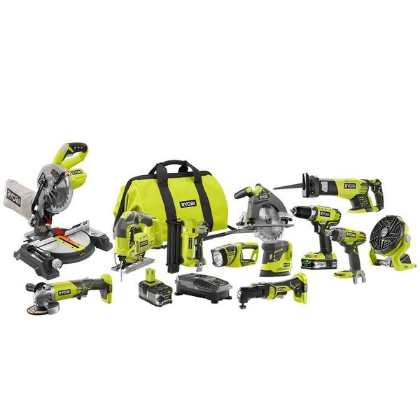 

Ryobi one 18 volt lithium ion cordle combo kit 12 tool full of tool et new