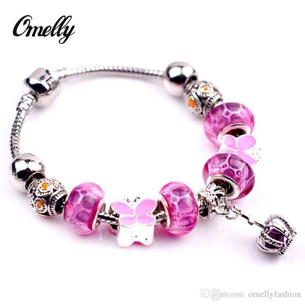 

fashion pink muraro charms beads bracelets silver plated rhinestone crystal loose beads fit european bracelets chains, Golden;silver