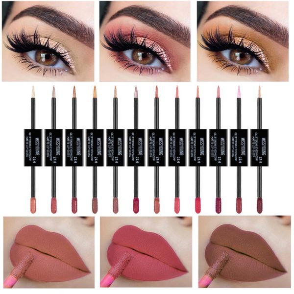 

2 in 1 lip gloss eyeshadow liquid long-lasting waterproof smudge-proof liquid lipstick eye shadow hot