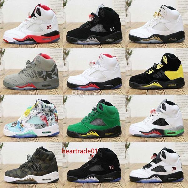 

2019 jumpman 5 wings 75 paris camo premium heiress metallic field mens basketball shoes most popular 5s designer sneakers size 40-47