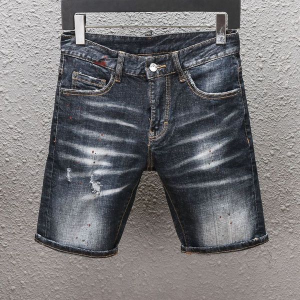 

mens short jeans straight holes tight jeans casual jean night club blue cotton summer men pants leisure style hip hop