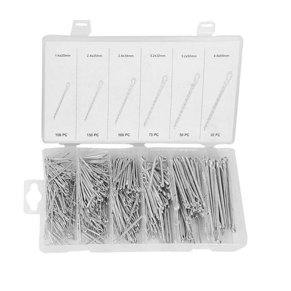 

555pcs/set 6 size flexible opening cotter pin clevis repair tool sets u-shaped hardware with assortment box cotter pin drop ship