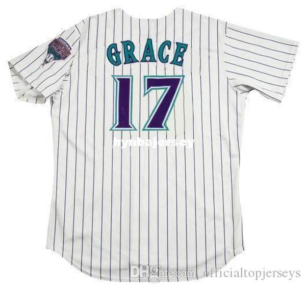 

custom mark grace arizona stitched 2001 majestic vintage home baseball jersey retro mens jerseys running, Black;blue