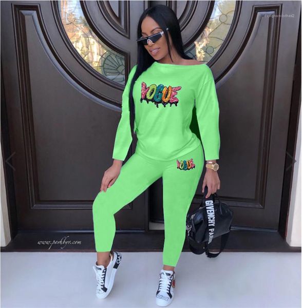 

designer jumpsuit womens hip hop suits womens sequins 2pcs pants letter printed sports set casual women, White
