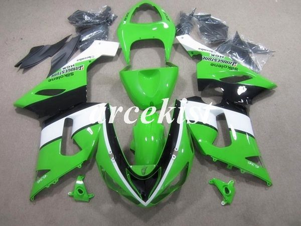 

новый abs мотоцикл полный комплект обтекатели подходит для kawasaki ninja zx6r zx6r 2005 2006 6r 05 06 тела набор пользовательских белый зел