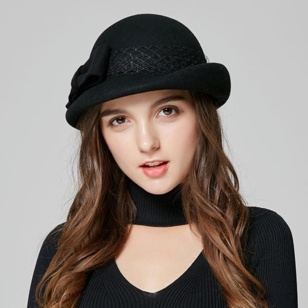 

new fashion wool hat female bowknot woolen beret cap students leisure cap girls outside travel hat british party b-7890, Blue;gray