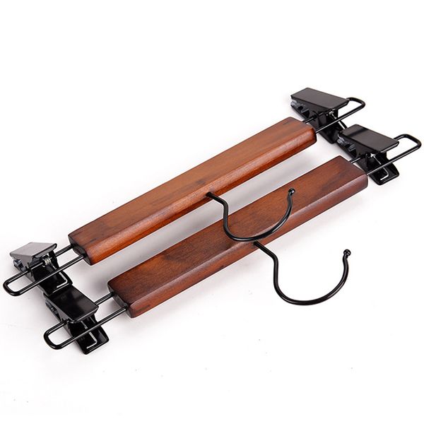 

1pcs hand-held solid wood clothes hanger rack retro skirt hanger holder kid trousers closet organizer with pant clips