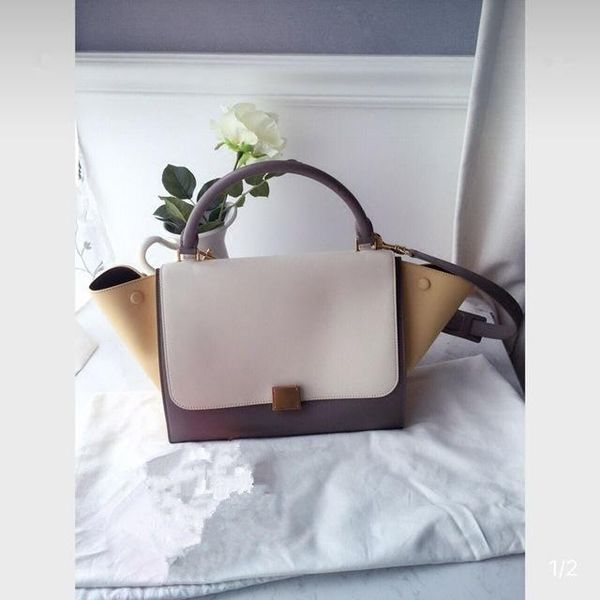

charm2019 smiling swing face matting wing cowhide bat single shoulder portable spelling color genuine leather woman package