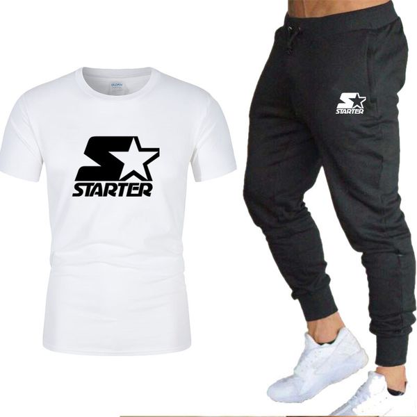 

summer 2020 men's t-shirt suit + two-piece casual sportswear men's casual t-shirt fitness sports pants, Gray