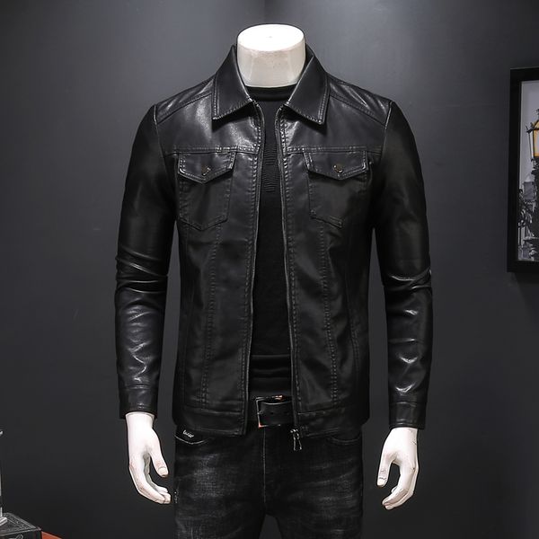

men's fur & faux motorcycle leather jackets mens chaqueta hombre moto jaqueta motoqueiro slim fit black biker winter casaca cuerina