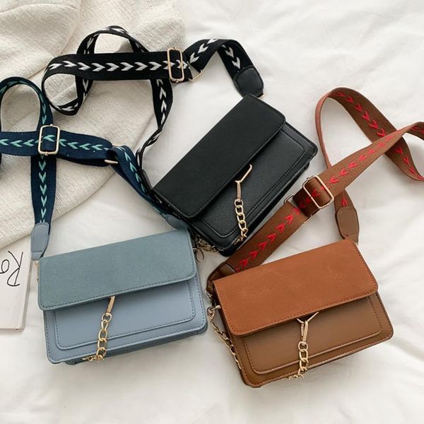 

retro womens 2020 messenger bag pu leather wide shoulder strap shoulder bag ladies cross body handbags torebki damskie