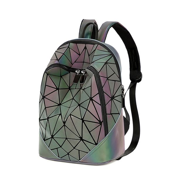

new women backpack geometric folding bag small students school bags for teenage girls luminous backpacks hologram daily backpack