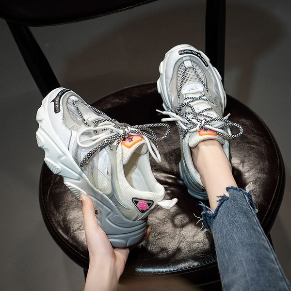 

daddy shoes women ins tide spring and summer 2020 new breathable mesh red wild heavy-bottomed leisure sports shoes ultra fire