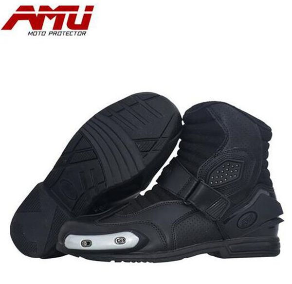 

amu motorcycle boots leather motocross men moto riding boots shoes motorcycle protection breathable botas moto motorbike