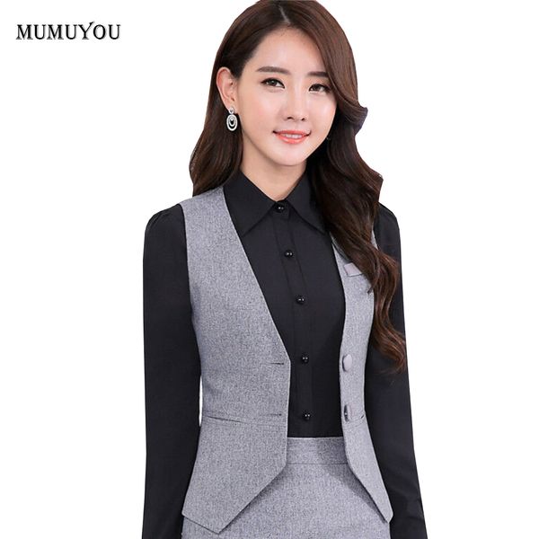 

women business formal vest workwear v-neck slim waistcoat black grey  bank gilet sleeveless jacket 200-a671, Black;white