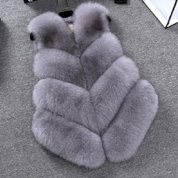 

fluffy 2019 winter women's faux fur coat artificial fur vest furry vests femme jackets plus size warm fake gilet q1002, Black