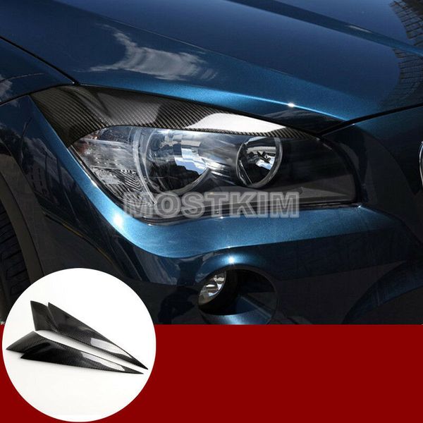 

carbon fiber headlight eye lid eyebrow trim cover 2pcs for bmw x1 e84 2010-2015