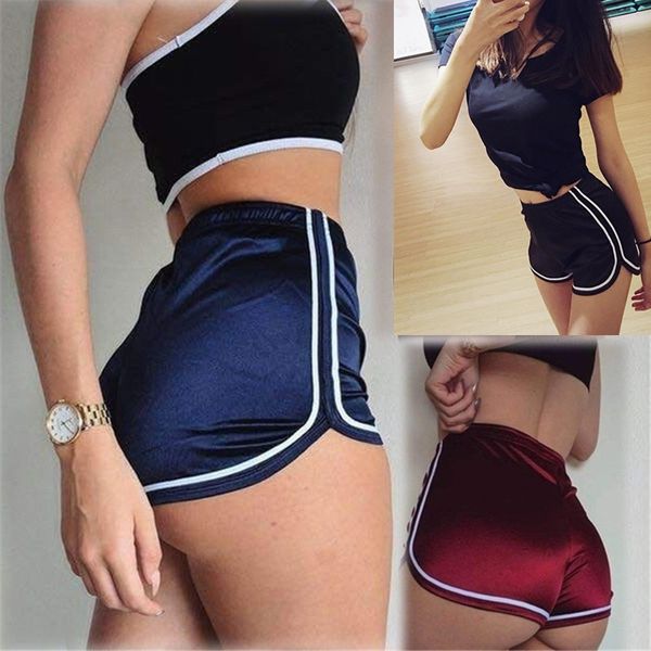 

women's fashion high waist shorts pleated elastic shorts, White;black