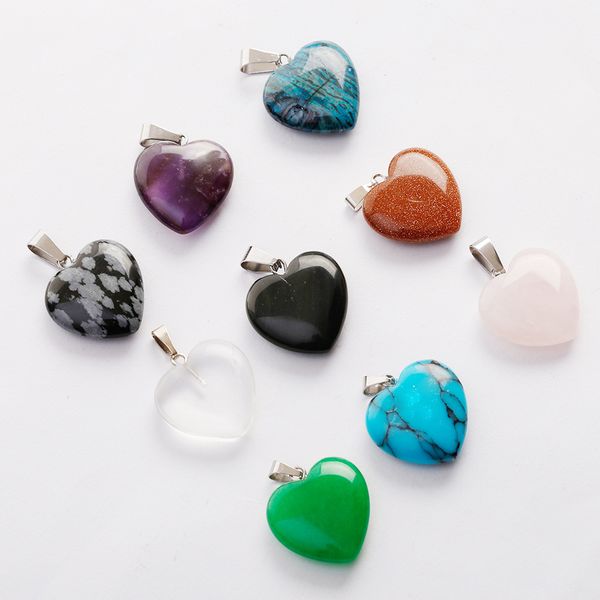 Encantos quente Amor Coração Forma de pedra mix Pingentes de Cor Solta Pérolas para Pulseiras e Colar DIY Jóias fazendo para Mulheres Presente livre