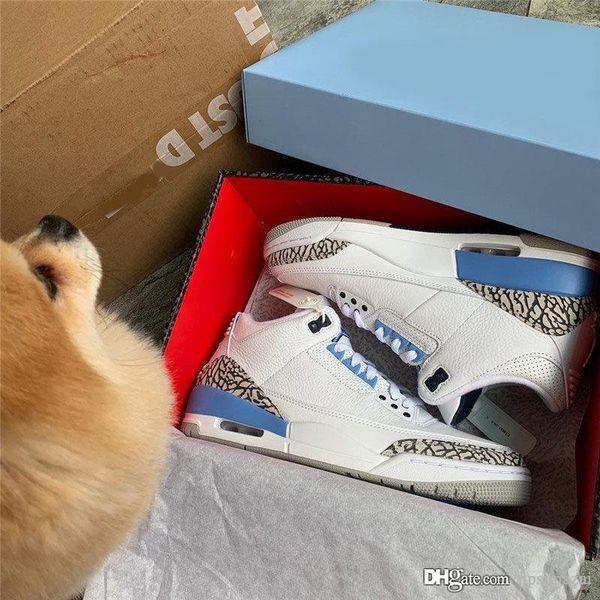 

2020 Выпуск воздуха Ретро Jordan UNC 3 CT8532-104 Белый доблести Синий Tech Грея 3s Мужчины Женщины Баскетбол обувь класса люкс Zapatos