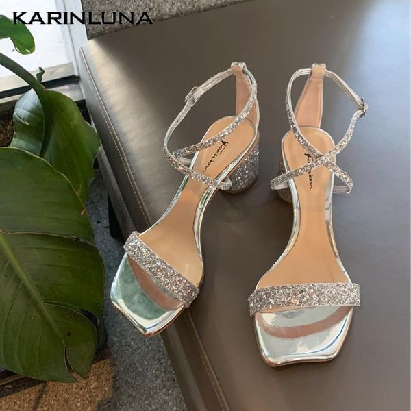 

karin new design bling chunky heels party wedding summer women's shoes sandals, Black