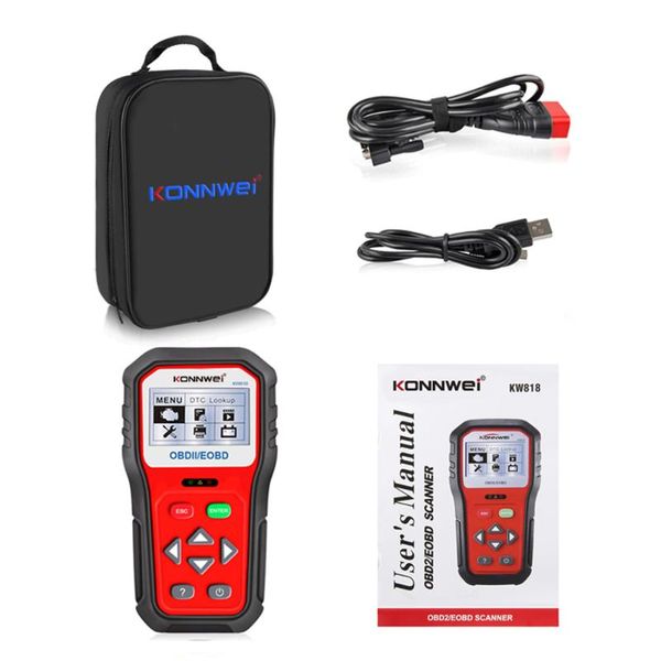 

new konnwei kw818 car engine fault code reader scanner auto automotive engine diagnostic scan tool 12v multi-languages