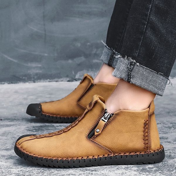 

loozykit pu leather men casual shoes british style comfortable male fashion walking shoes brown black man soft flat footwear