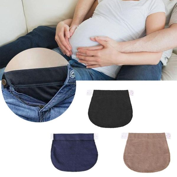 

maternity pregnancy waistband belt adjustable elastic pants extended button, White