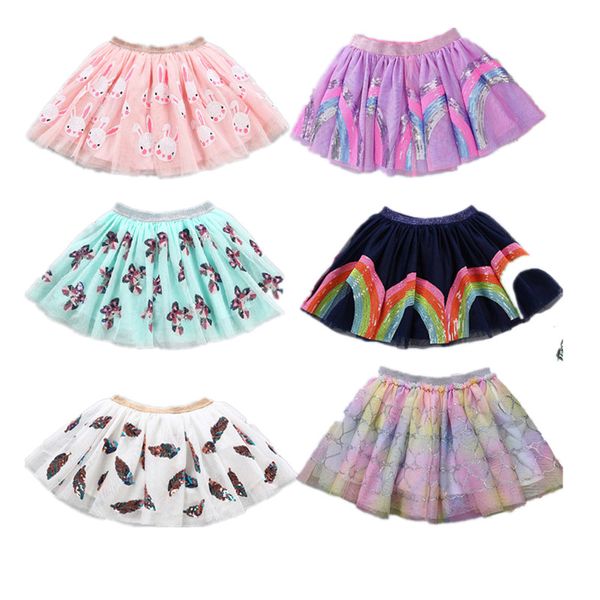

retail kids luxury designer clothes girls cartoon sequins unicorn tulle skirt fashion pleated tutu skirts children boutique clothing 50% off