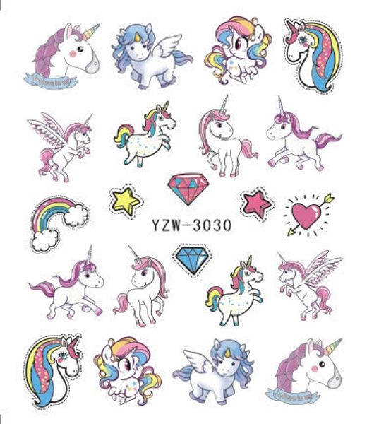 

unicorn nail water sticker mermaid rainbow cartoon design slider nail art decal beauty foils decoration, Black