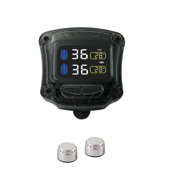 

m3-b wireless motorcycle tpms real time tire pressure monitoring system universal 2 external internal sensors lcd display