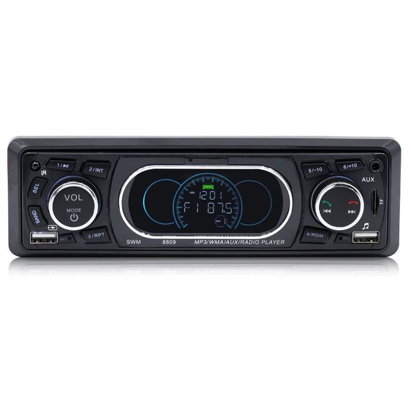 

swm 8809 bluetooth vehicle car mp3 player stereo audio player with fm radio aux tf card u disk play w/ microphone remote control