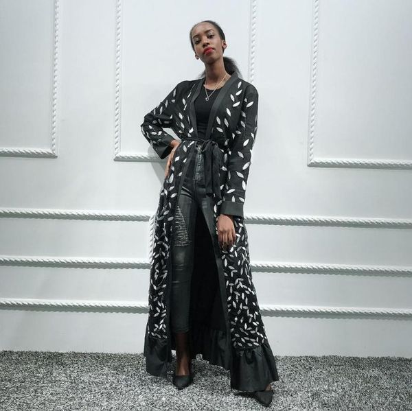

ethnic clothing women robe lace sequined caftan marocain qatar islamic kaftan dubai abaya kimono hijab muslim dress open ramadan, Red