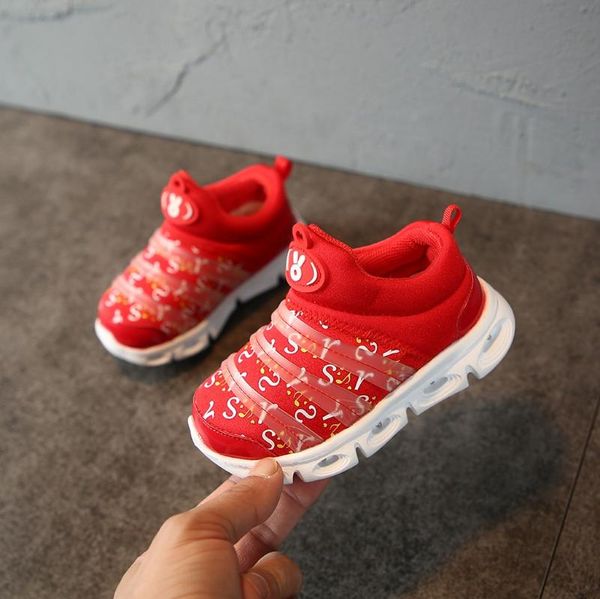 

toddler children kids baby girls boys light up shoes mesh breathable baby sneakers children's striped letter print sneakers#g4