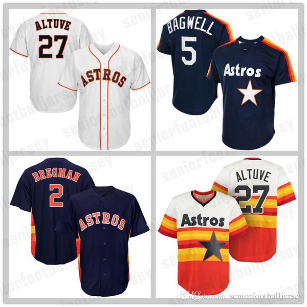 

27 Jose Altuve Houston Men Astros Jersey 2 Alex Bregman 34 Nolan Ryan 4 Springer 1 Carlos Correa Biggio Bagwell Verlander Baseball Jerseys