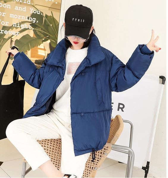 

утолщение женщины parkas 2019 новый повседневный водолазка сыпучие пуховик женщины теплый хлопок проложенный зимнее пальто женщин, Black