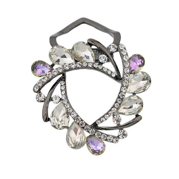

women diamante rhinestone scarf clip buckle elegant brooch corsage chic, Gray
