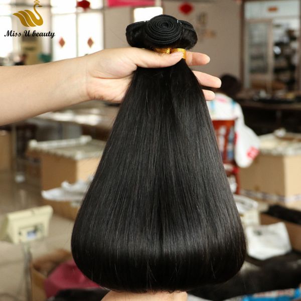 Pacotes de cabelo humano Braziário cor natural sedosa de seda máquina de punha de cabelo feita a trama dupla cutícula branqueável alinhada