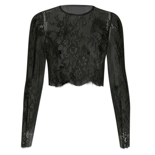 

lace splicing mesh t-shirt women o-neck mesh sleeve slim basic casual female 2020 spring new short shirt ##3, White