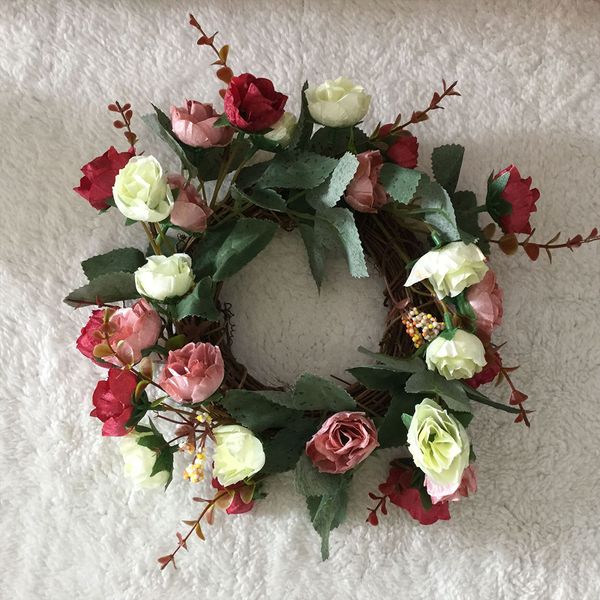

wedding wearth camellia artificial flowers wreaths door hanging artificial garland for wedding decoration home party decor