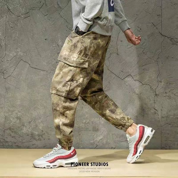 

pants mens korean-style fashion new loose all-match casual pants cropped camouflage sports overalls mens fashion brand beam feet, Black