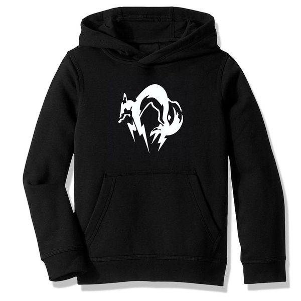 

fleece hooded sweatshirt hoodies metal gear solid foxhound casual clothing, Black