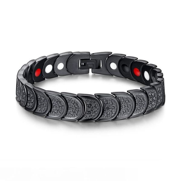 

ювелирные изделия из нержавеющей стали 316l исцеление магнитный браслет здравоохранения мода био магниты браслет мужчины черные манжеты брас, Black