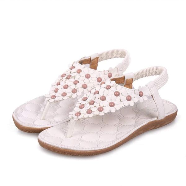 

women's fashion sweet summer bohemia sweet beaded sandals clip toe sandals beach shoes herringbone shoes high quality, Black