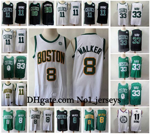 

8 kemba walker boston celtics jersey 0 jayson tatum 20 gordon hayward vintage 33 larry bird kyrie irving rozier basketball jerseys, Black;red